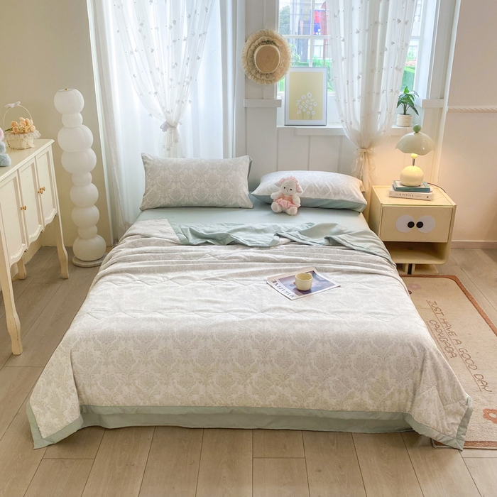 91家纺网 家纺一手货源 找家纺 欧雅搁家纺 2026新款凉感丝滑小冰被夏被夏凉被空调被 绿意丛生