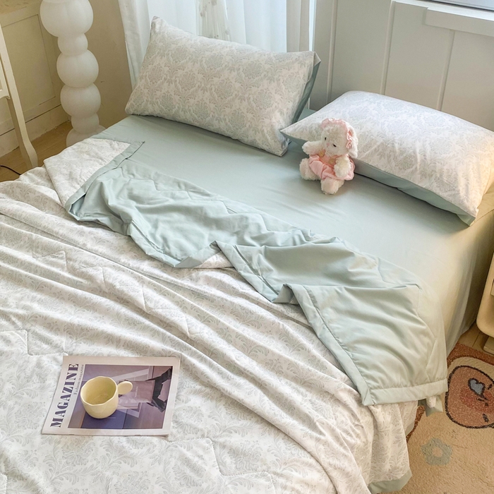 91家纺网 家纺一手货源 找家纺 欧雅搁家纺 2026新款凉感丝滑小冰被夏被夏凉被空调被 绿意丛生