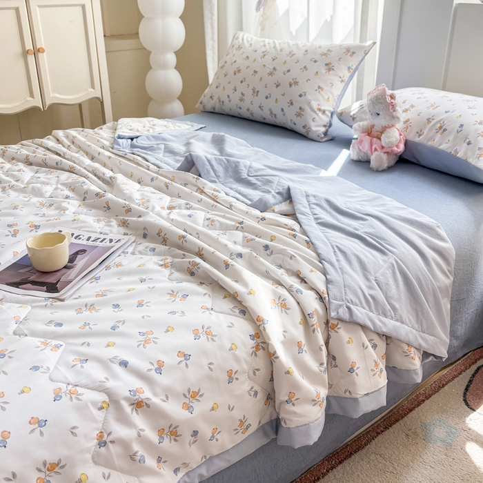 91家纺网 家纺一手货源 找家纺 欧雅搁家纺 2026新款凉感丝滑小冰被夏被夏凉被空调被 甜蜜果枝