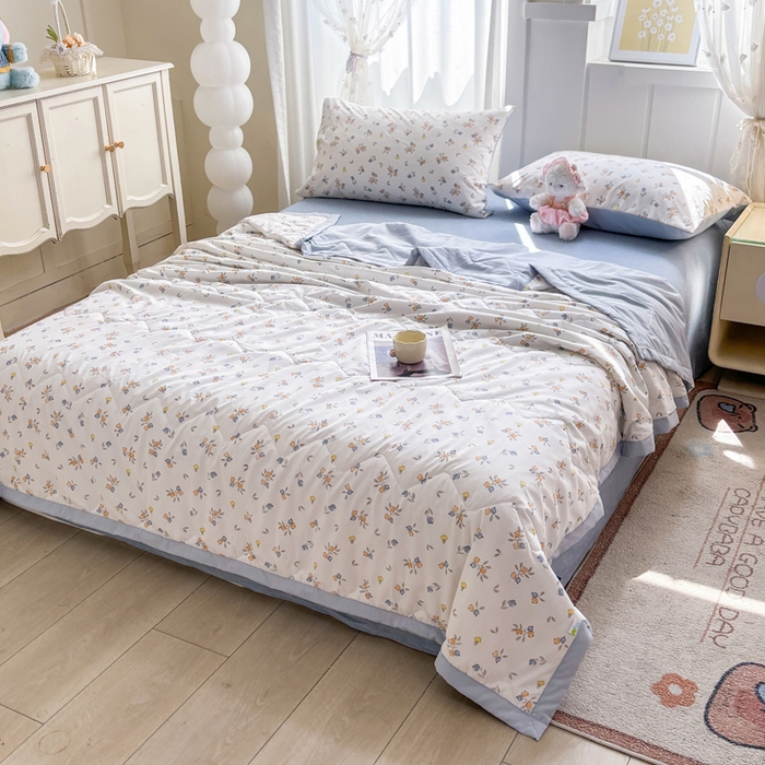 91家纺网 家纺一手货源 找家纺 欧雅搁家纺 2026新款凉感丝滑小冰被夏被夏凉被空调被 甜蜜果枝