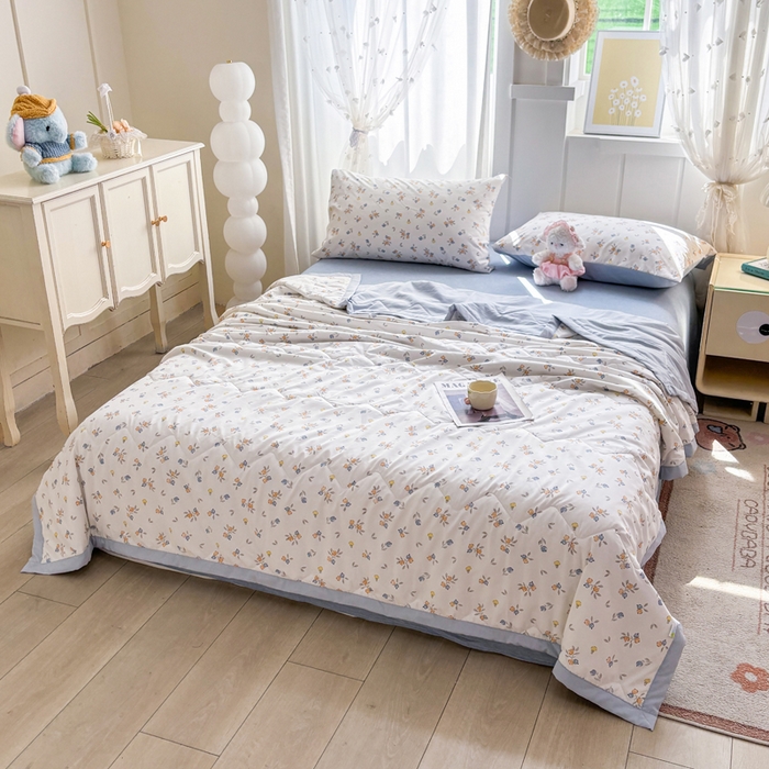 91家纺网 家纺一手货源 找家纺 欧雅搁家纺 2026新款凉感丝滑小冰被夏被夏凉被空调被 甜蜜果枝