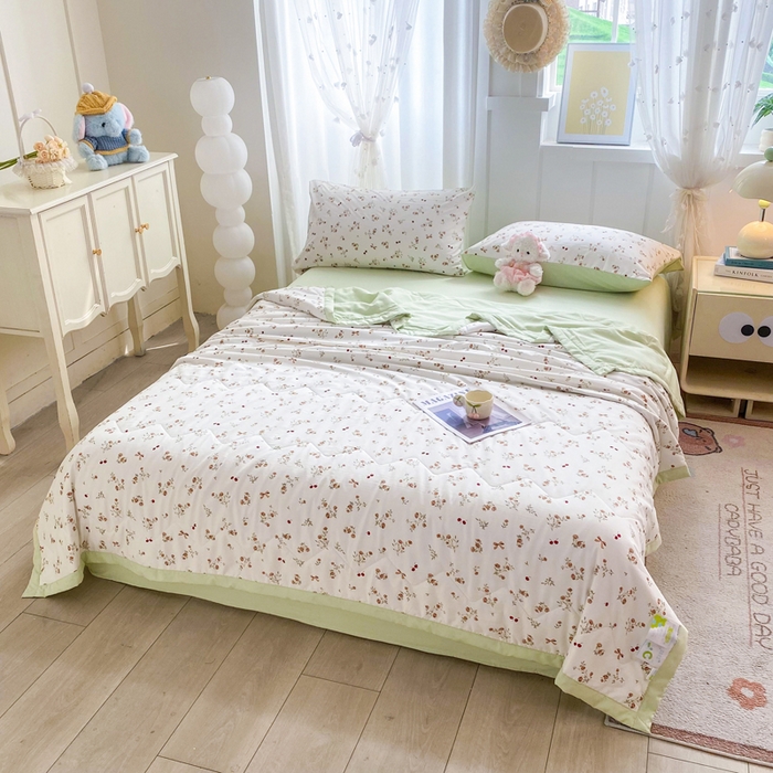 91家纺网 家纺一手货源 找家纺 欧雅搁家纺 2026新款凉感丝滑小冰被夏被夏凉被空调被 甜莓倚香