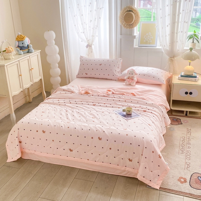 91家纺网 家纺一手货源 找家纺 欧雅搁家纺 2026新款凉感丝滑小冰被夏被夏凉被空调被 爱心萌犬