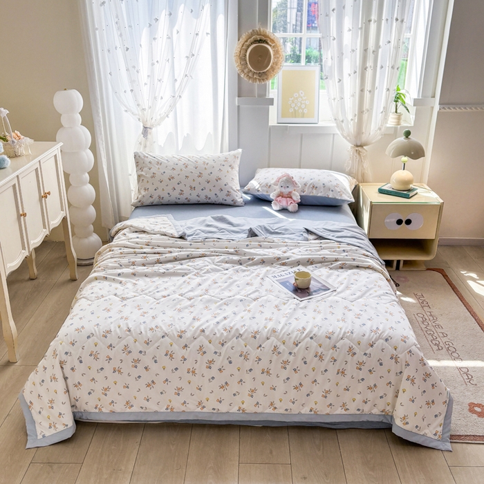 91家纺网 家纺一手货源 找家纺 欧雅搁家纺 2026新款凉感丝滑小冰被夏被夏凉被空调被 甜蜜果枝