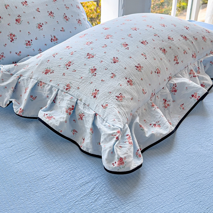 91家纺网 家纺一手货源 找家纺 找底底家纺 2026新款A类泡泡棉双层纱四件套花边夏被四件套 兰蔻