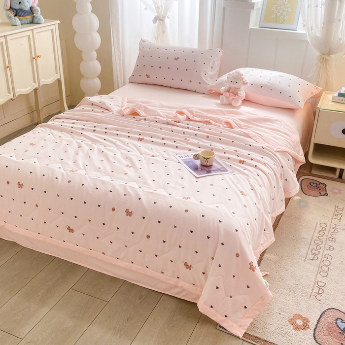 91家纺网 家纺一手货源 找家纺 欧雅搁家纺 2026新款凉感丝滑小冰被夏被夏凉被空调被 爱心萌犬