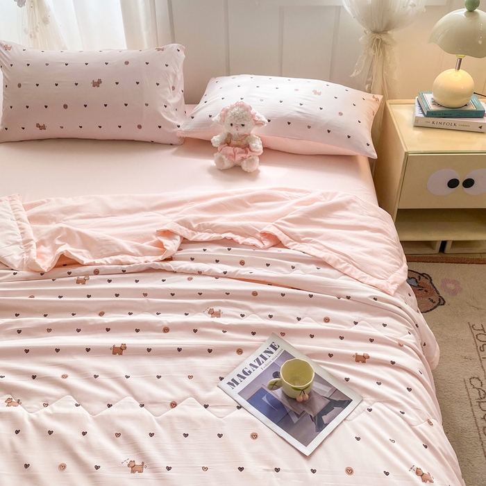 91家纺网 家纺一手货源 找家纺 欧雅搁家纺 2026新款凉感丝滑小冰被夏被夏凉被空调被 爱心萌犬