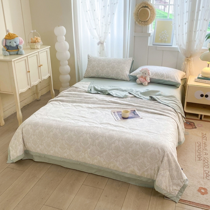 91家纺网 家纺一手货源 找家纺 欧雅搁家纺 2026新款凉感丝滑小冰被夏被夏凉被空调被 绿意丛生