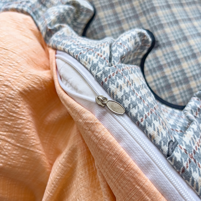 91家纺网 家纺一手货源 找家纺 找底底家纺 2026新款A类泡泡棉双层纱四件套花边夏被四件套 遇见-格桔