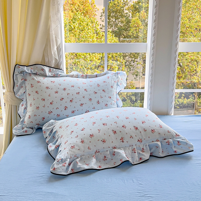 91家纺网 家纺一手货源 找家纺 找底底家纺 2026新款A类泡泡棉双层纱四件套花边夏被四件套 兰蔻