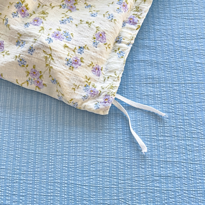 91家纺网 家纺一手货源 找家纺 找底底家纺 2026新款A类泡泡棉双层纱四件套花边夏被四件套 紫蕊奶芙