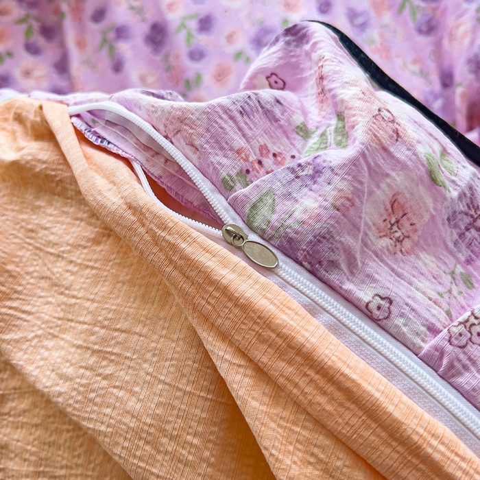 91家纺网 家纺一手货源 找家纺 找底底家纺 2026新款A类泡泡棉双层纱四件套花边夏被四件套 小若欢