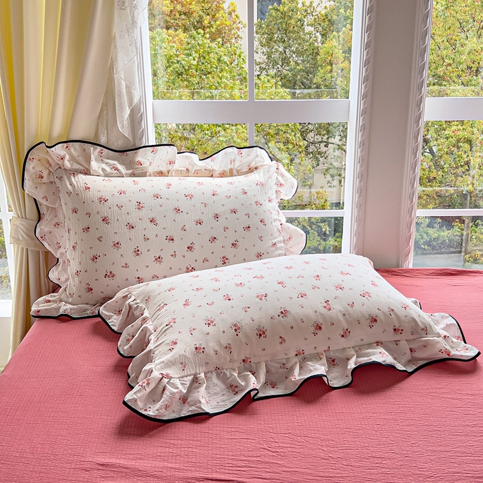 91家纺网 家纺一手货源 找家纺 找底底家纺 2026新款A类泡泡棉双层纱四件套花边夏被四件套 春不晚