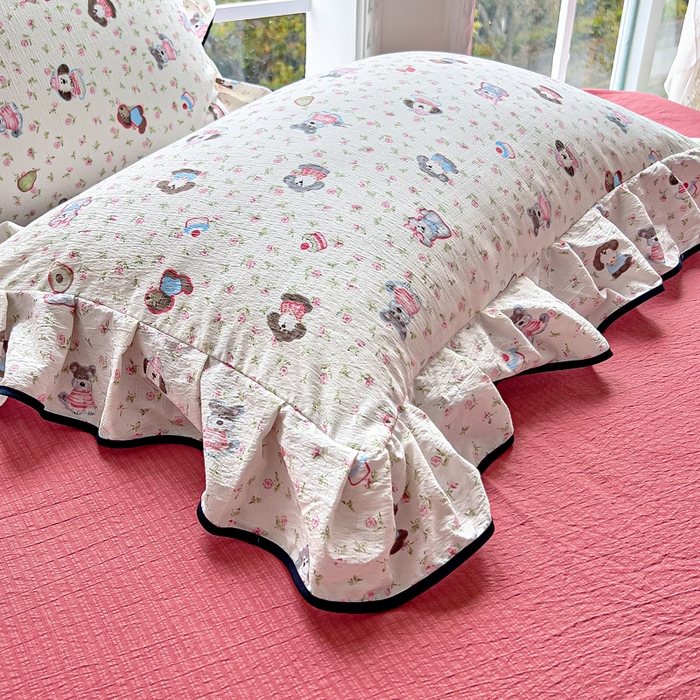 91家纺网 家纺一手货源 找家纺 找底底家纺 2026新款A类泡泡棉双层纱四件套花边夏被四件套 西高地