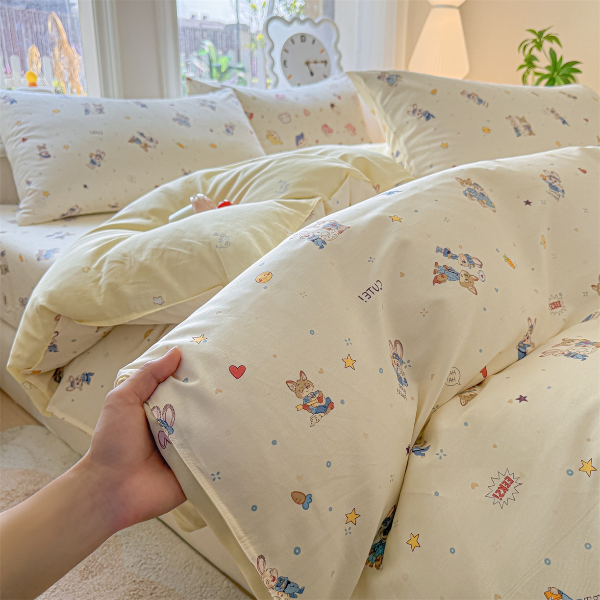 91家纺网 家纺一手货源 找家纺 优眠坊 2026新款全棉印花小清新单品系列-四件套    学生三件套（预留缩水） 动物城-四件套