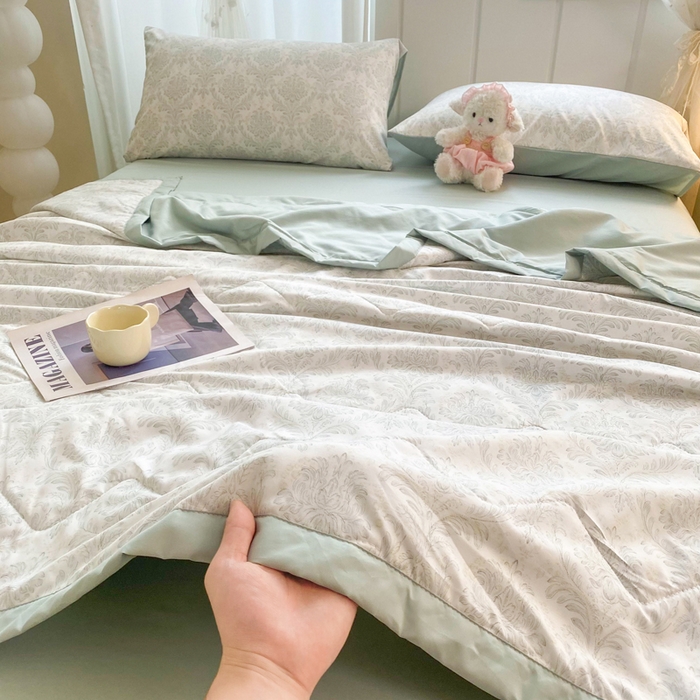 欧雅搁家纺 2026新款凉感丝滑小冰被夏被夏凉被空调被 绿意丛生
