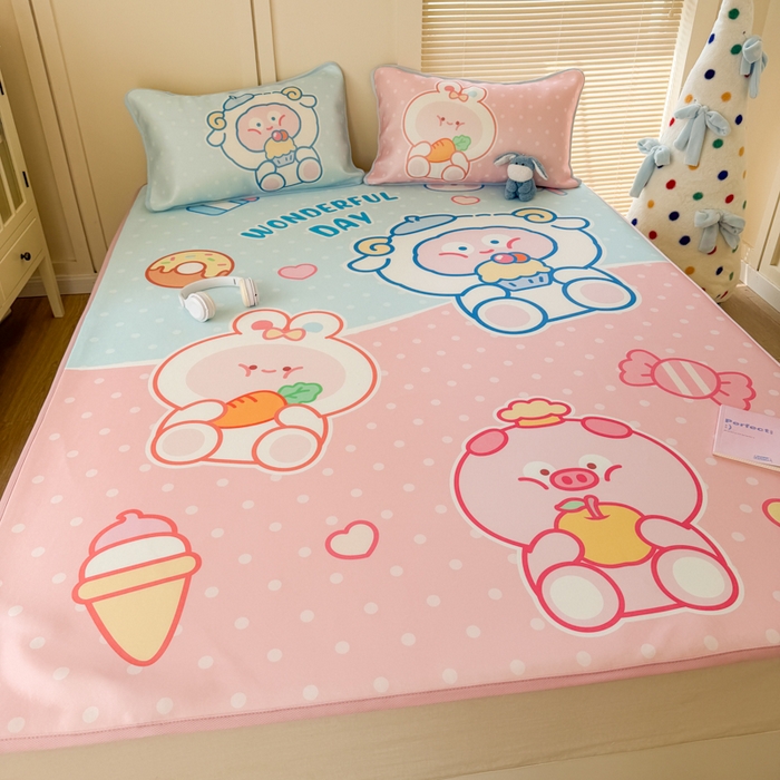 91家纺网 家纺一手货源 找家纺 潮邦创意家居 2026新款A类小冰皮软席油光冰丝席-巴波布布系列【含A类检测报告】 米朵桃桃