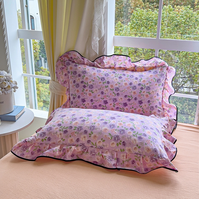 91家纺网 家纺一手货源 找家纺 找底底家纺 2026新款A类泡泡棉双层纱四件套花边夏被四件套 小若欢