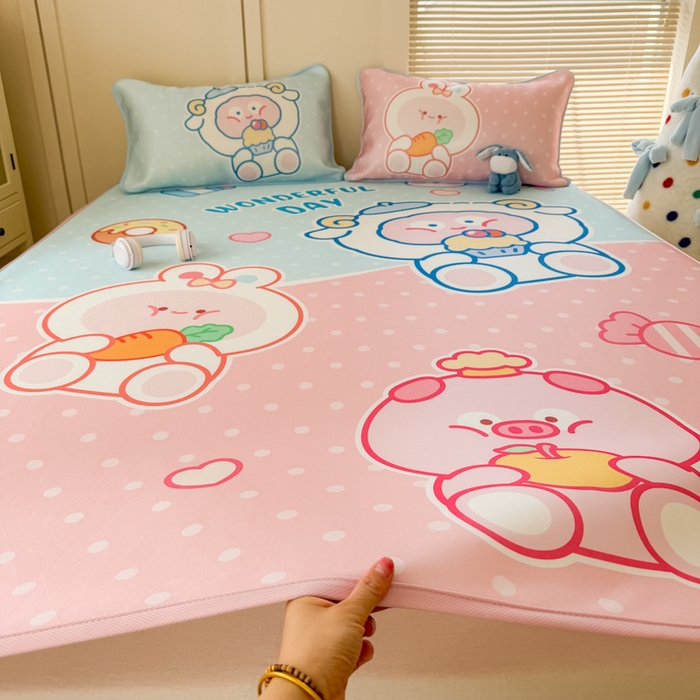 91家纺网 家纺一手货源 找家纺 潮邦创意家居 2026新款A类小冰皮软席油光冰丝席-巴波布布系列【含A类检测报告】 米朵桃桃