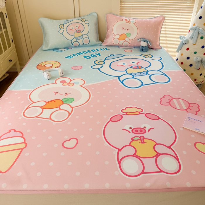 91家纺网 家纺一手货源 找家纺 潮邦创意家居 2026新款A类小冰皮软席油光冰丝席-巴波布布系列【含A类检测报告】 米朵桃桃