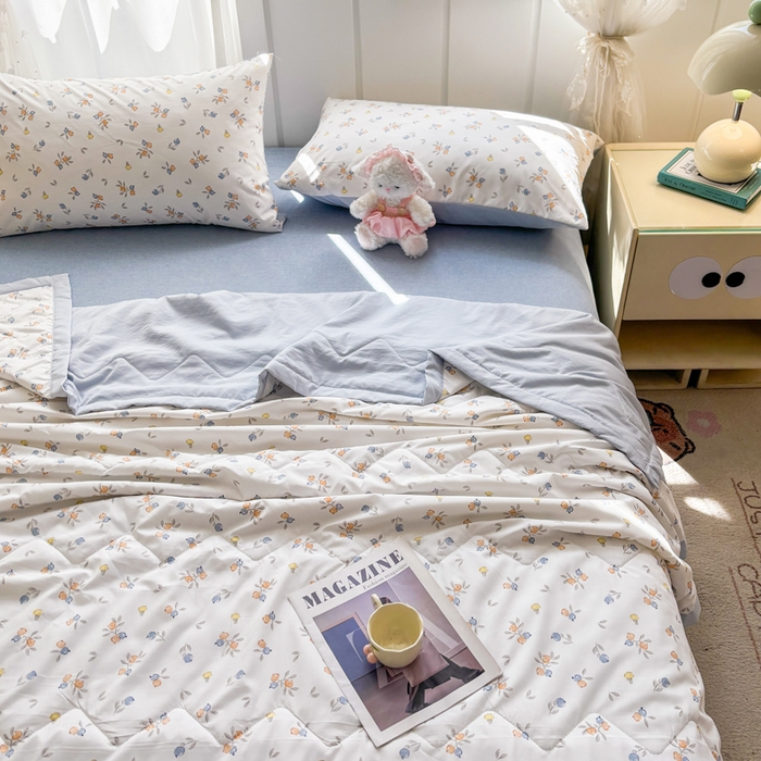 91家纺网 家纺一手货源 找家纺 欧雅搁家纺 2026新款凉感丝滑小冰被夏被夏凉被空调被 甜蜜果枝