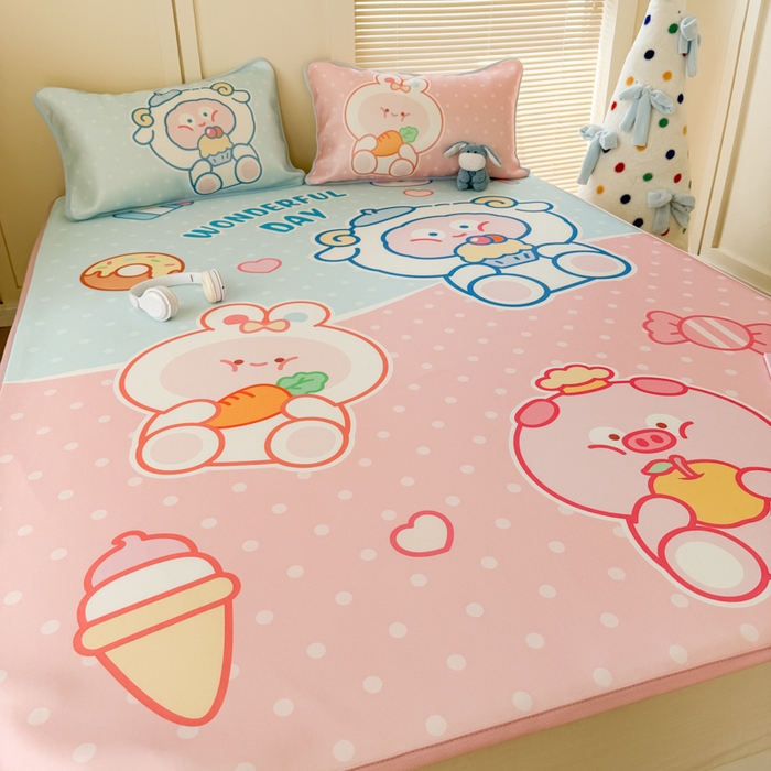 91家纺网 家纺一手货源 找家纺 潮邦创意家居 2026新款A类小冰皮软席油光冰丝席-巴波布布系列【含A类检测报告】 米朵桃桃