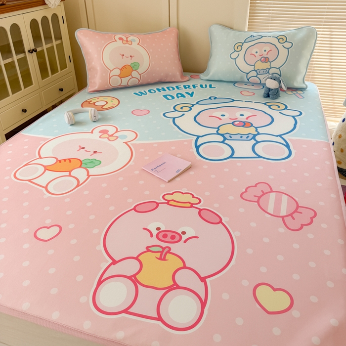 91家纺网 家纺一手货源 找家纺 潮邦创意家居 2026新款A类小冰皮软席油光冰丝席-巴波布布系列【含A类检测报告】 米朵桃桃