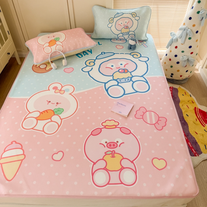 91家纺网 家纺一手货源 找家纺 潮邦创意家居 2026新款A类小冰皮软席油光冰丝席-巴波布布系列【含A类检测报告】 米朵桃桃