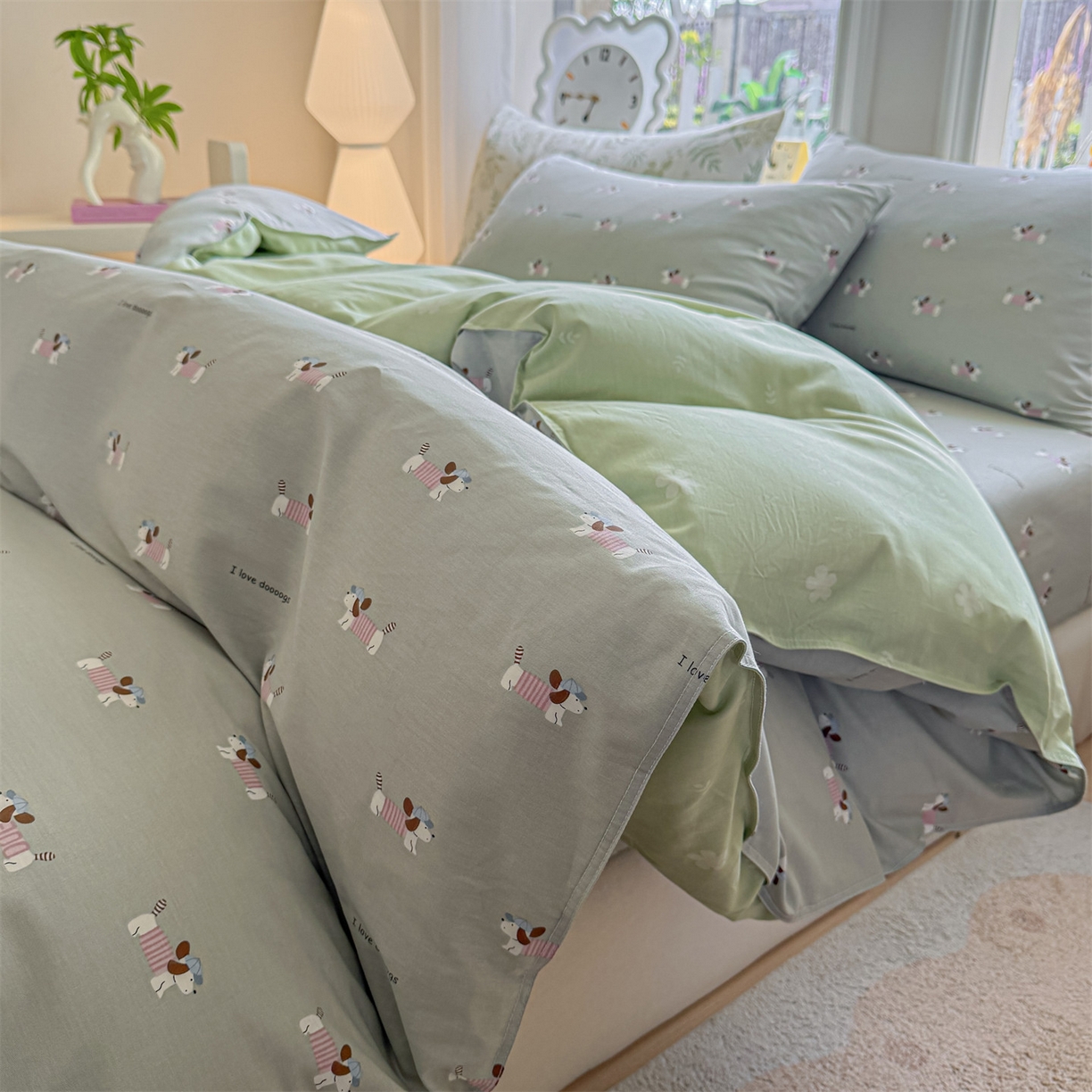 优眠坊 2026新款全棉印花小清新单品系列-四件套    学生三件套（预留缩水） 克里斯-绿-四件套