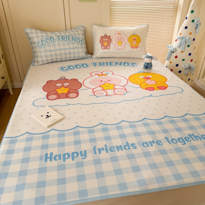 91家纺网 家纺一手货源 找家纺 潮邦创意家居 2026新款A类小冰皮软席油光冰丝席-巴波布布系列【含A类检测报告】 糯糯桃桃