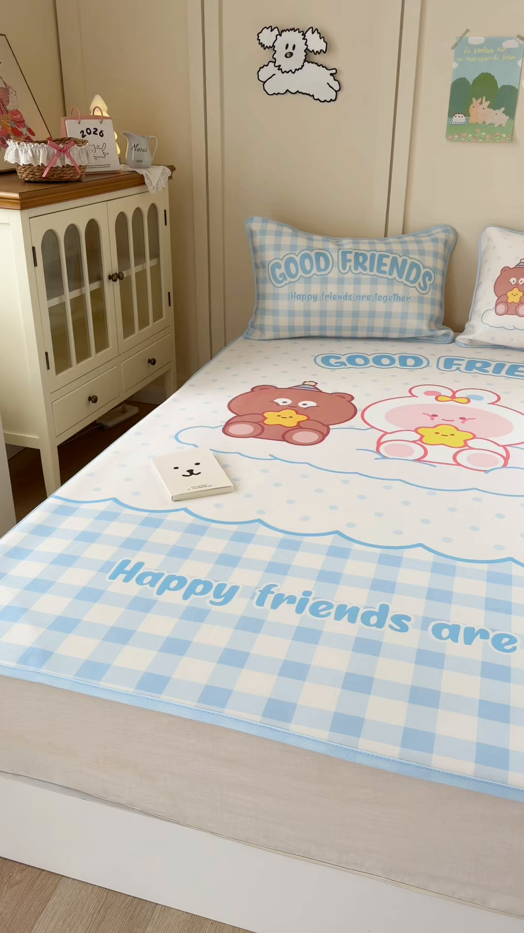 91家纺网 家纺一手货源 找家纺 潮邦创意家居 2026新款A类小冰皮软席油光冰丝席-巴波布布系列【含A类检测报告】 糯糯桃桃