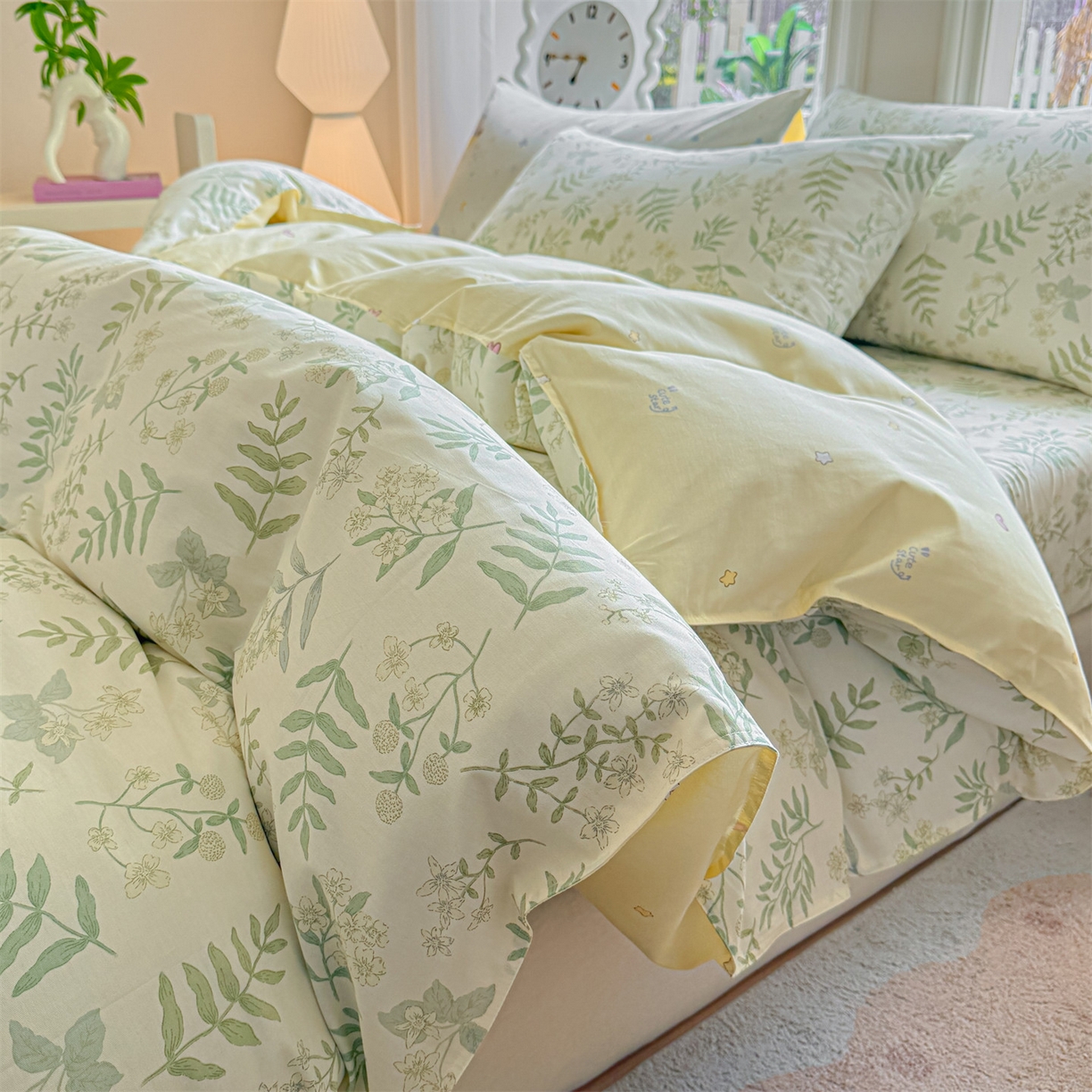 优眠坊 2026新款全棉印花小清新单品系列-四件套    学生三件套（预留缩水） 绿茵-四件套