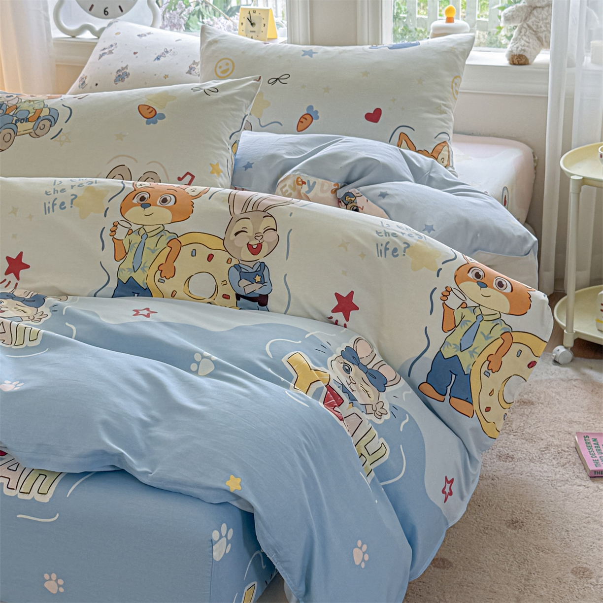 91家纺网 家纺一手货源 找家纺 优眠坊 2026新款全棉印花小清新单品系列-四件套    学生三件套（预留缩水） 萌趣-四件套