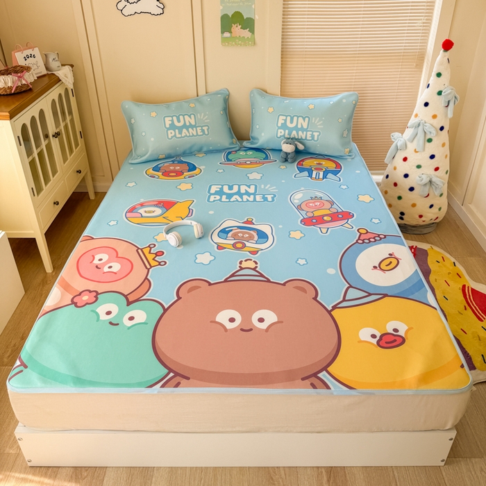 91家纺网 家纺一手货源 找家纺 潮邦创意家居 2026新款A类小冰皮软席油光冰丝席-巴波布布系列【含A类检测报告】 糯糯星球