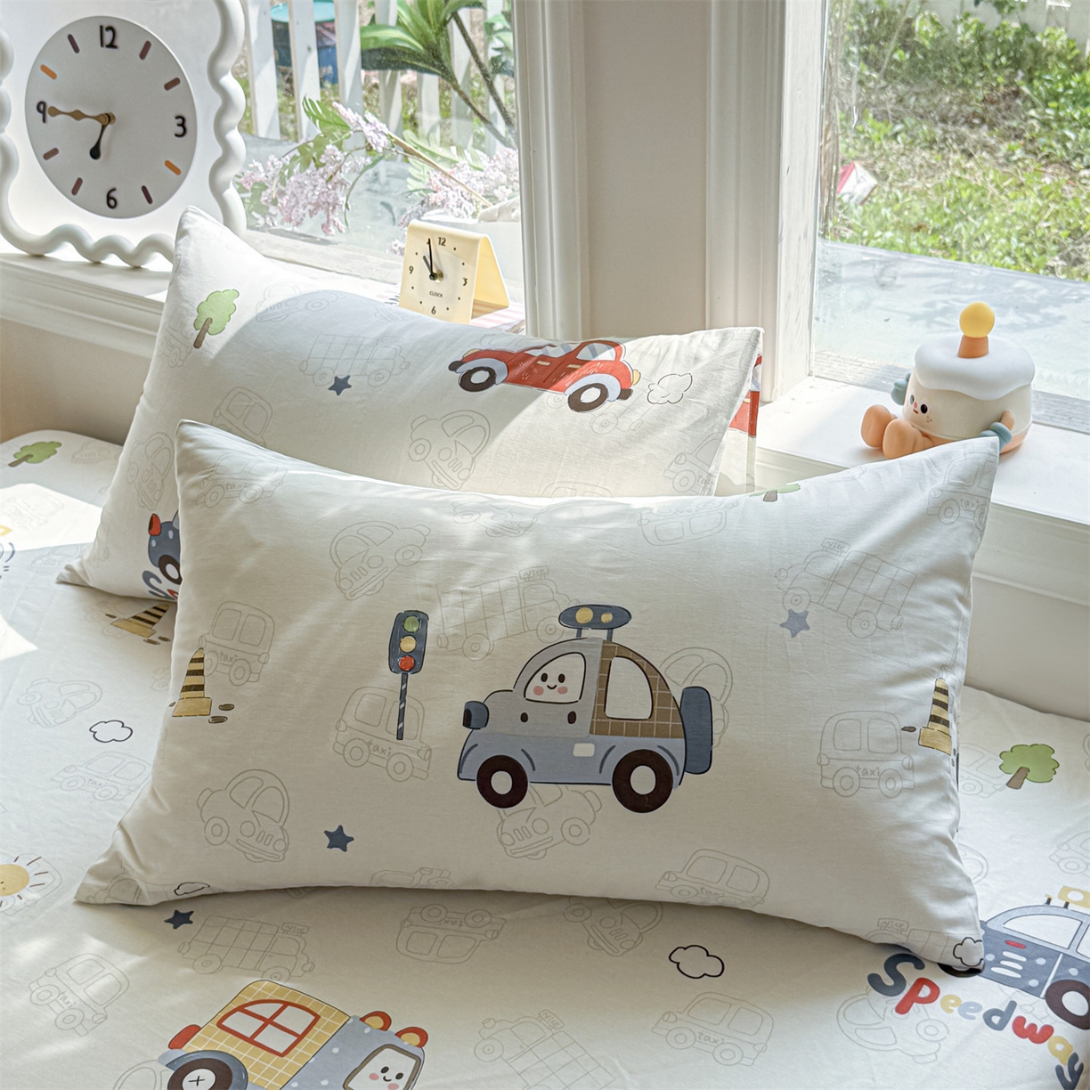 91家纺网 家纺一手货源 找家纺 优眠坊 2026新款全棉印花小清新单品系列-四件套    学生三件套（预留缩水） 汽车嘟嘟-四件套