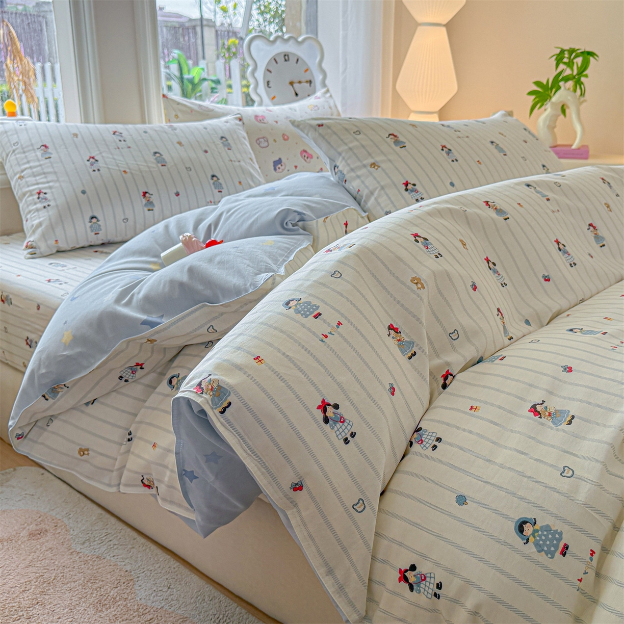 91家纺网 家纺一手货源 找家纺 优眠坊 2026新款全棉印花小清新单品系列-四件套    学生三件套（预留缩水） 少女日记-四件套