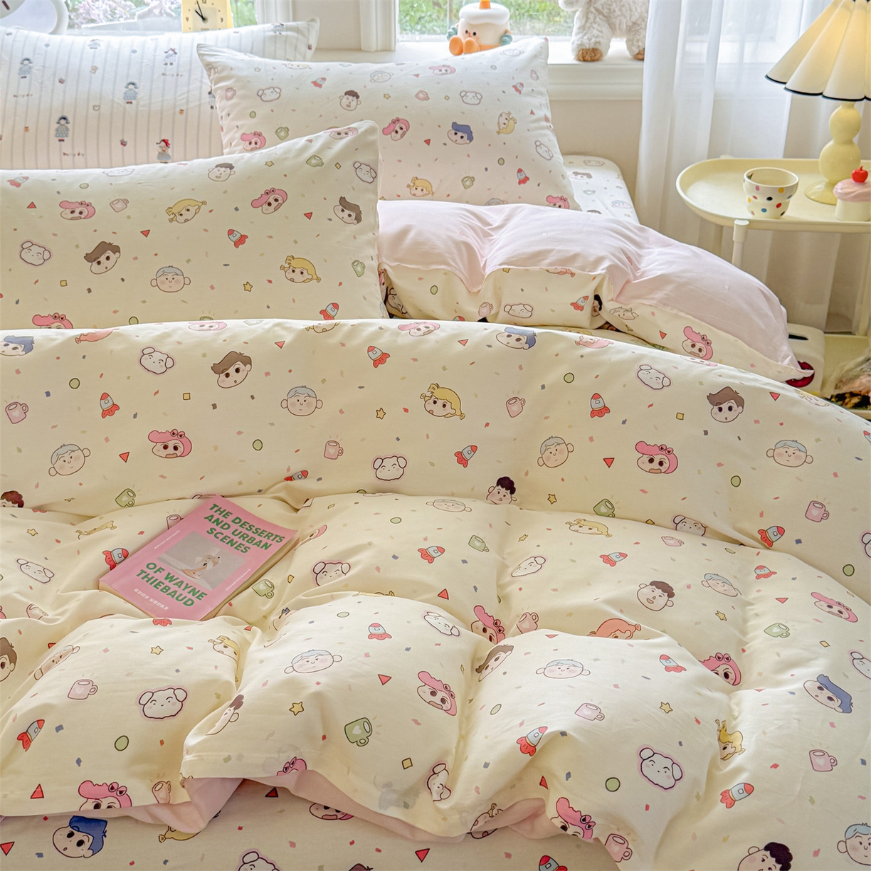91家纺网 家纺一手货源 找家纺 优眠坊 2026新款全棉印花小清新单品系列-四件套    学生三件套（预留缩水） 糖果幼儿园-四件套
