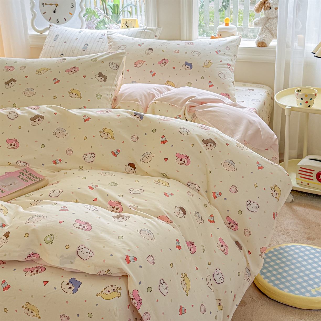 91家纺网 家纺一手货源 找家纺 优眠坊 2026新款全棉印花小清新单品系列-四件套    学生三件套（预留缩水） 糖果幼儿园-四件套