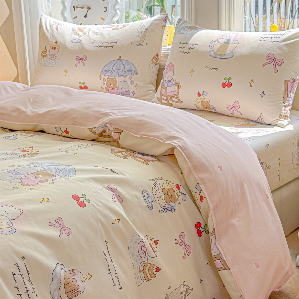 91家纺网 家纺一手货源 找家纺 优眠坊 2026新款全棉印花小清新单品系列-四件套    学生三件套（预留缩水） 童年趣宝-四件套