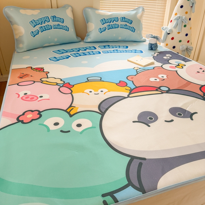 91家纺网 家纺一手货源 找家纺 潮邦创意家居 2026新款A类小冰皮软席油光冰丝席-巴波布布系列【含A类检测报告】 圈圈伙伴