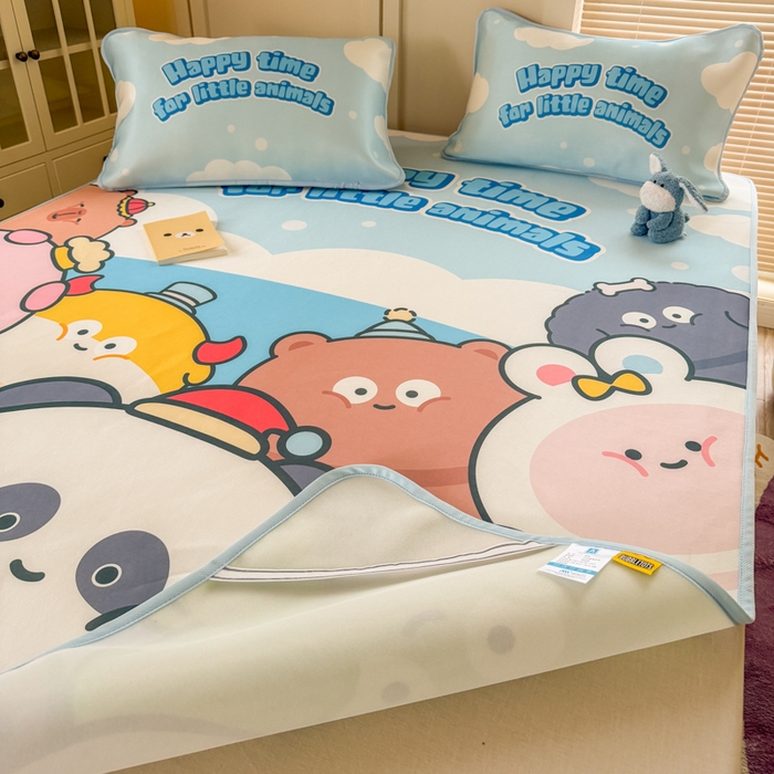 91家纺网 家纺一手货源 找家纺 潮邦创意家居 2026新款A类小冰皮软席油光冰丝席-巴波布布系列【含A类检测报告】 圈圈伙伴