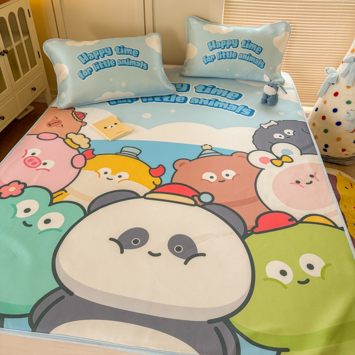 91家纺网 家纺一手货源 找家纺 潮邦创意家居 2026新款A类小冰皮软席油光冰丝席-巴波布布系列【含A类检测报告】 圈圈伙伴