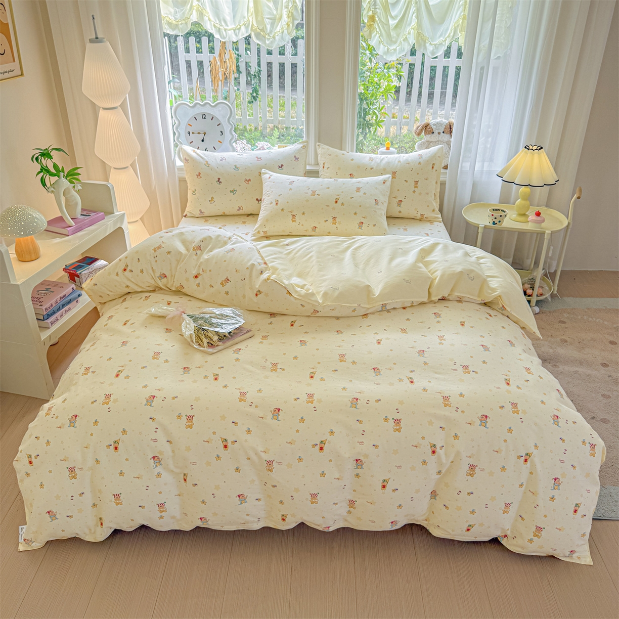 91家纺网 家纺一手货源 找家纺 优眠坊 2026新款全棉印花小清新单品系列-四件套    学生三件套（预留缩水） 芝士星星仔-四件套