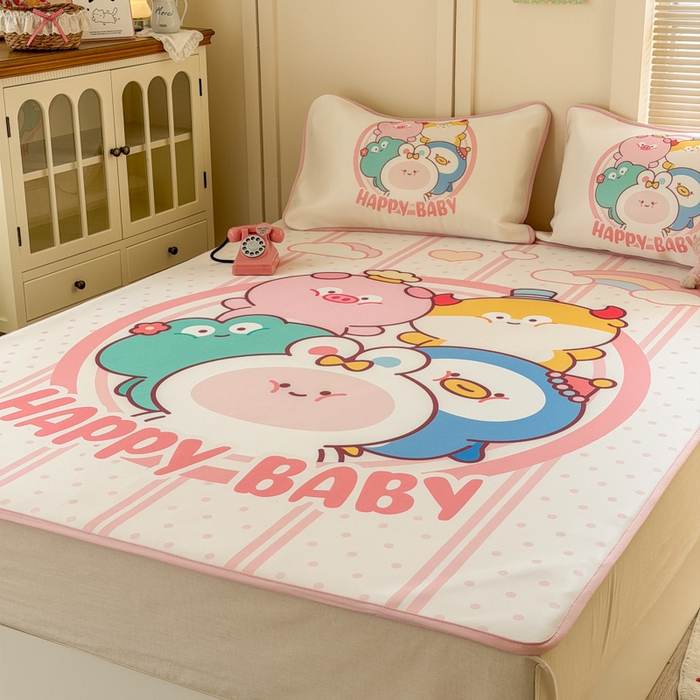 91家纺网 家纺一手货源 找家纺 潮邦创意家居 2026新款A类小冰皮软席油光冰丝席-巴波布布系列【含A类检测报告】 桃桃伙伴