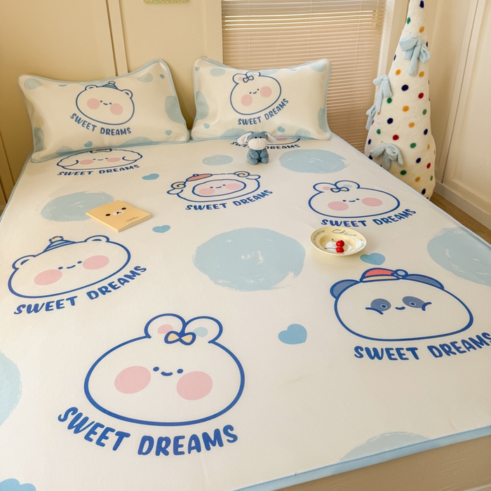 91家纺网 家纺一手货源 找家纺 潮邦创意家居 2026新款A类小冰皮软席油光冰丝席-巴波布布系列【含A类检测报告】 桃桃圈圈