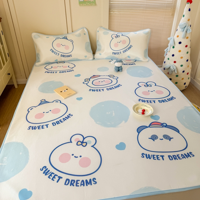 91家纺网 家纺一手货源 找家纺 潮邦创意家居 2026新款A类小冰皮软席油光冰丝席-巴波布布系列【含A类检测报告】 桃桃圈圈