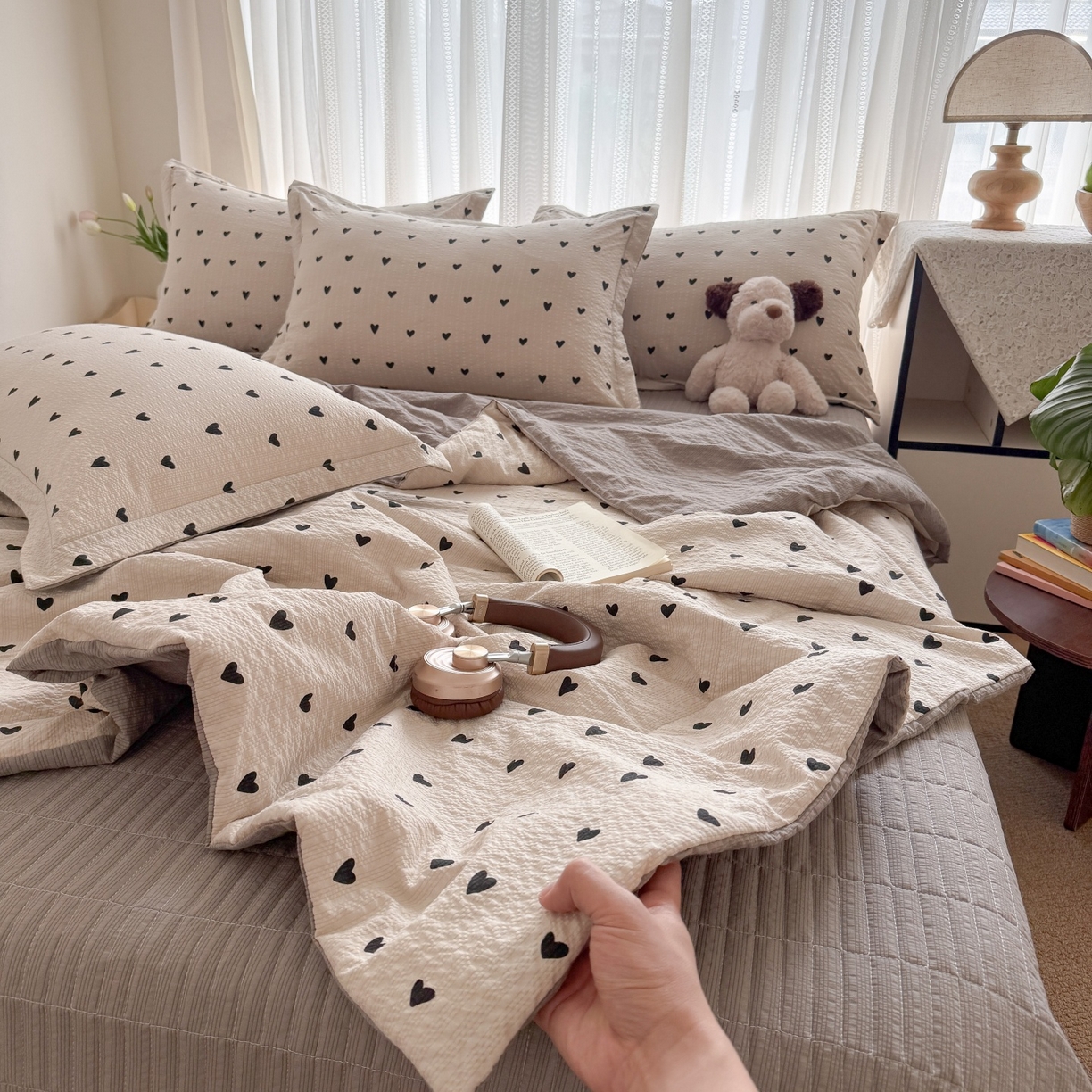 91家纺网 家纺一手货源 找家纺 禾沐 2026新款泡芙棉泡芙纱夏被四件套 仲夏