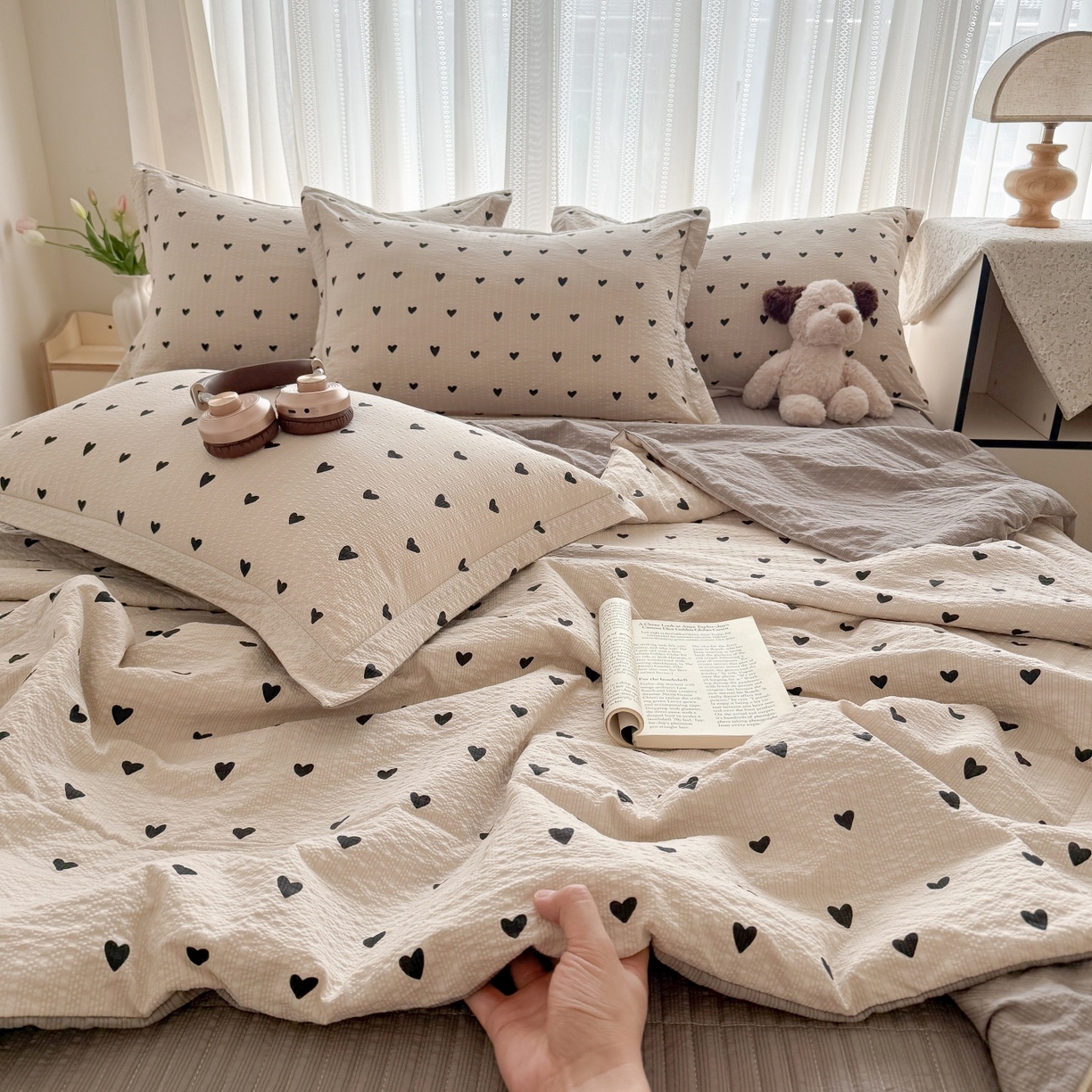 91家纺网 家纺一手货源 找家纺 （总）禾沐 2026新款云感泡芙棉泡芙纱床盖夏被四件套