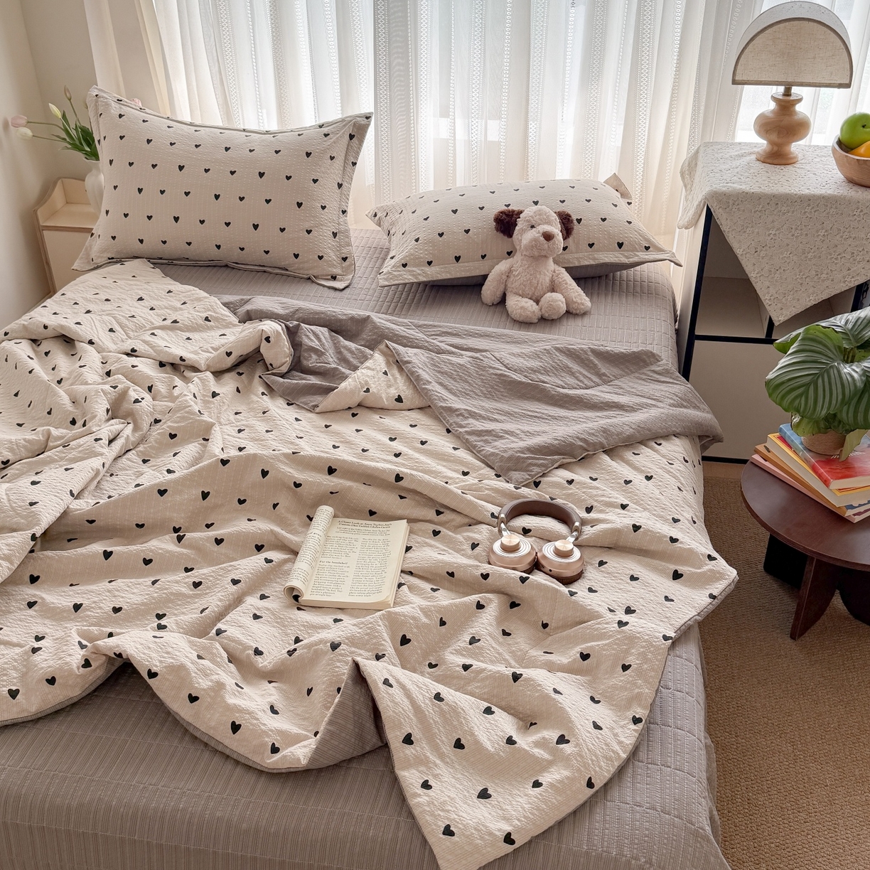 91家纺网 家纺一手货源 找家纺 （总）禾沐 2026新款云感泡芙棉泡芙纱床盖夏被四件套