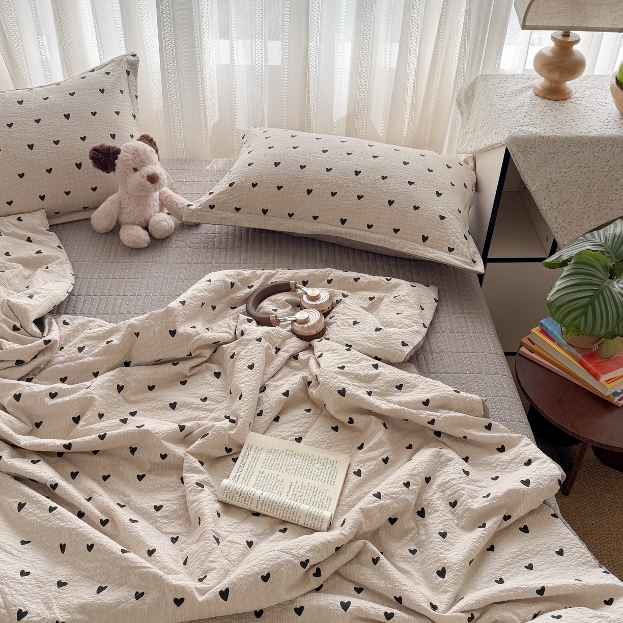 91家纺网 家纺一手货源 找家纺 （总）禾沐 2026新款云感泡芙棉泡芙纱床盖夏被四件套